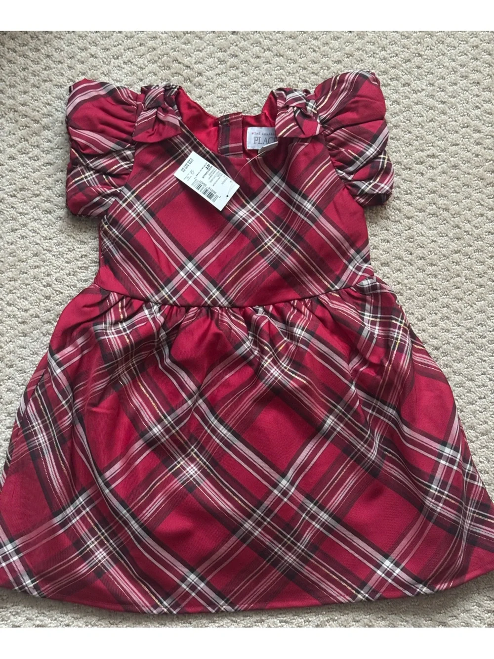 The children's place Red Plaid Holiday Dress 4T